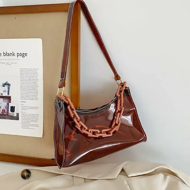 Bolso para dama color café con transparencia