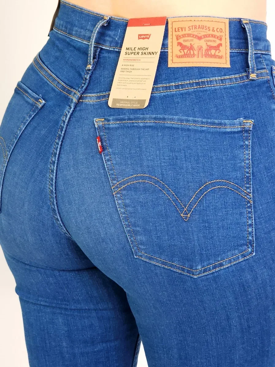 Jeans para dama Levis 0184 Mile High super skinny color azul