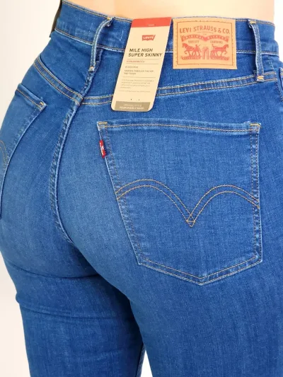 Jeans para dama Levis 0184 Mile High super skinny color azul