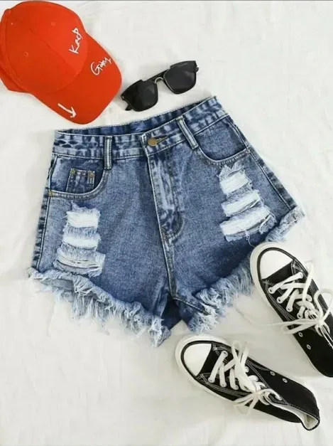 Short para dama color azul acido wash