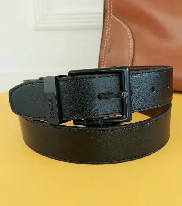 Faja Guess para caballero reversible café y negro