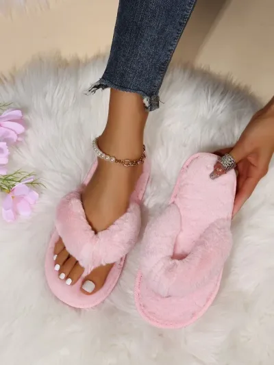 Pantuflas para dama condiseño de peluche color rosa
