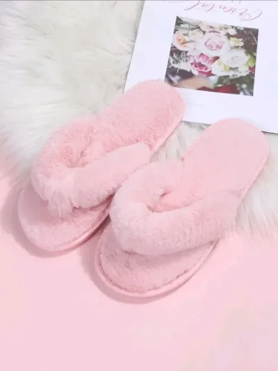 Pantuflas para dama condiseño de peluche color rosa