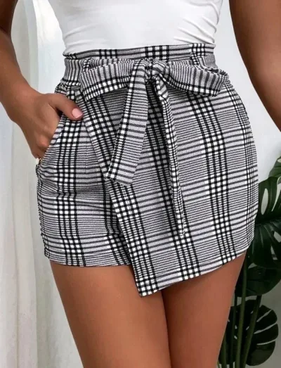 Enagua short para dama diseño a cuadros