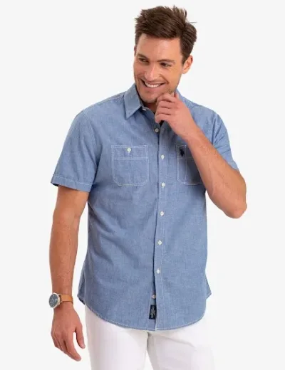 Camisa US Polo ASSN para caballero color azul
