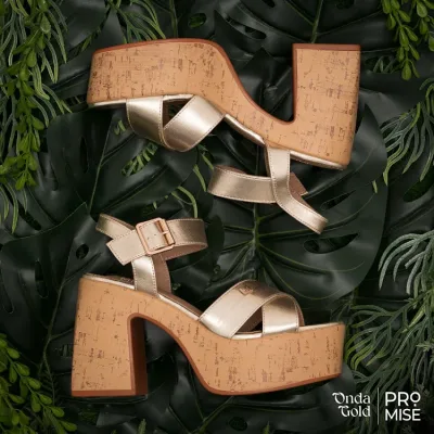 Sandalias Promise Onda Gold para dama