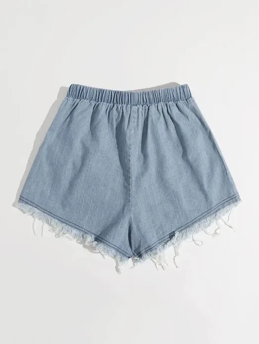 Short para dama bajo con bolsillo de cintura con nudo