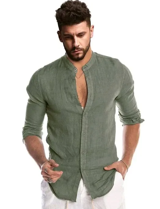 Camisa para caballero color verde musgo