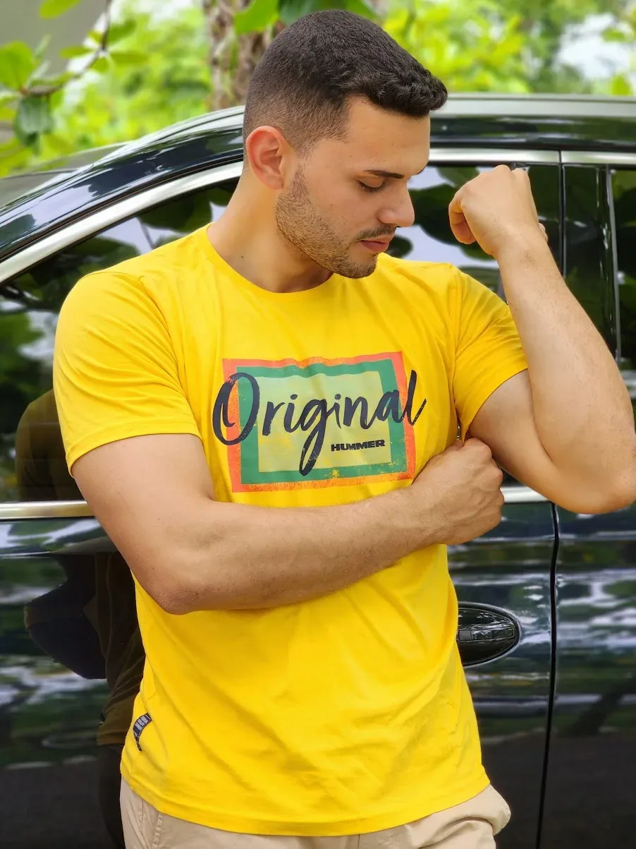 Camiseta Hummer para caballero color amarillo