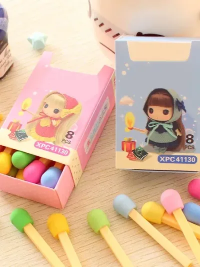 Set de borradores diseño de caja de fosforos multicolor al azar