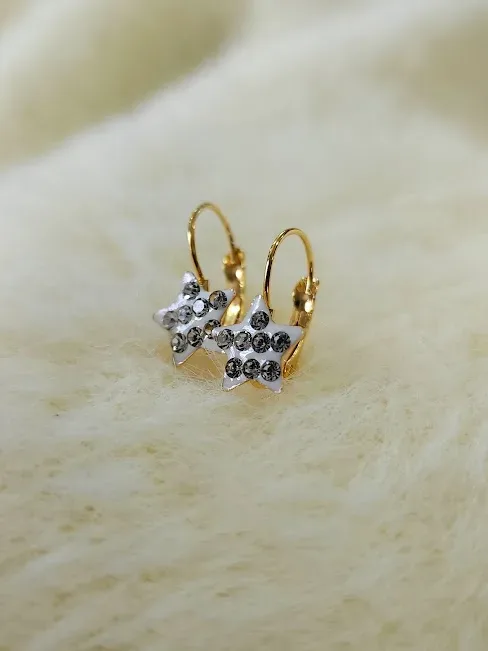 Aretes para dama de acero inoxidable con diseño de estrella