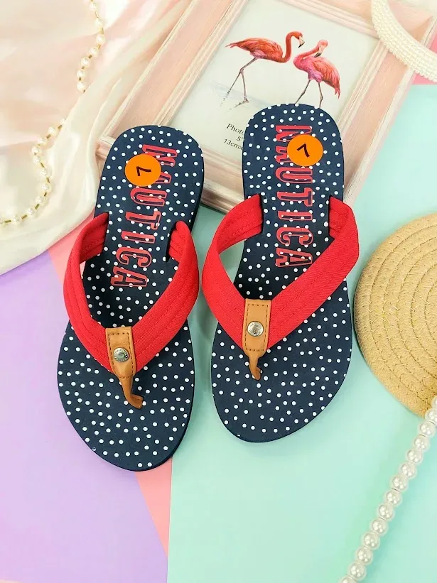 Sandalias Naútica para dama color azul y rojo