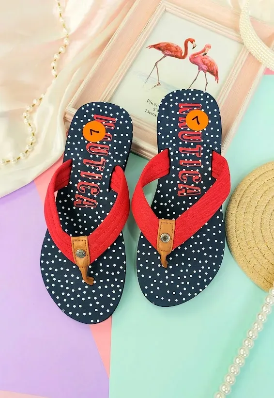 Sandalias Naútica para dama color azul y rojo
