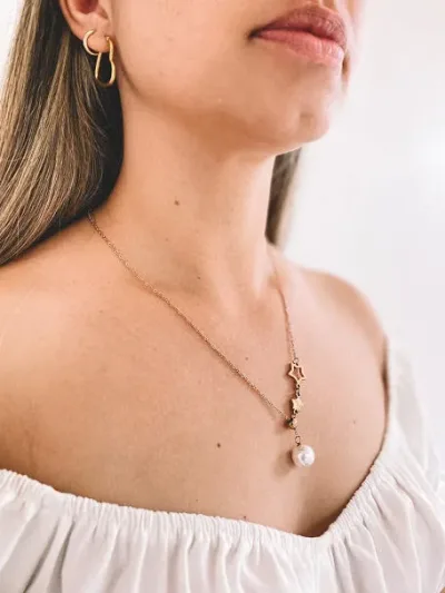 Collar de acero inoxidable para dama color oro rosa