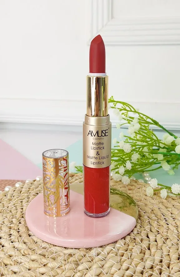 Lápiz labial doble AMUSE LIP 6289-8 Matte Lip Set Rojo carmesí