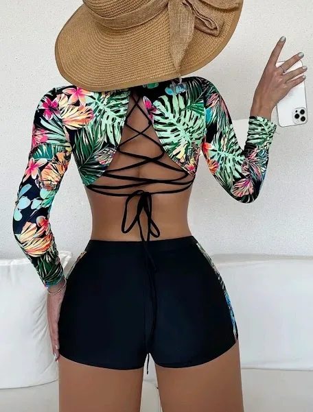 Vestido de baño para dama estampado tropical