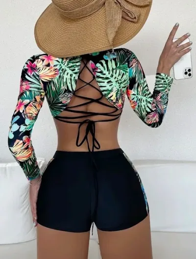 Vestido de baño para dama estampado tropical