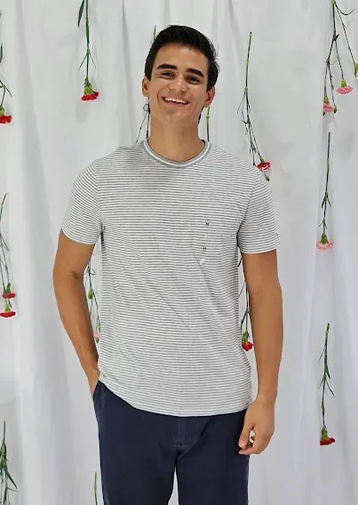 Camiseta Tommy Hilfiger para caballero diseño a rayas grises y blancas