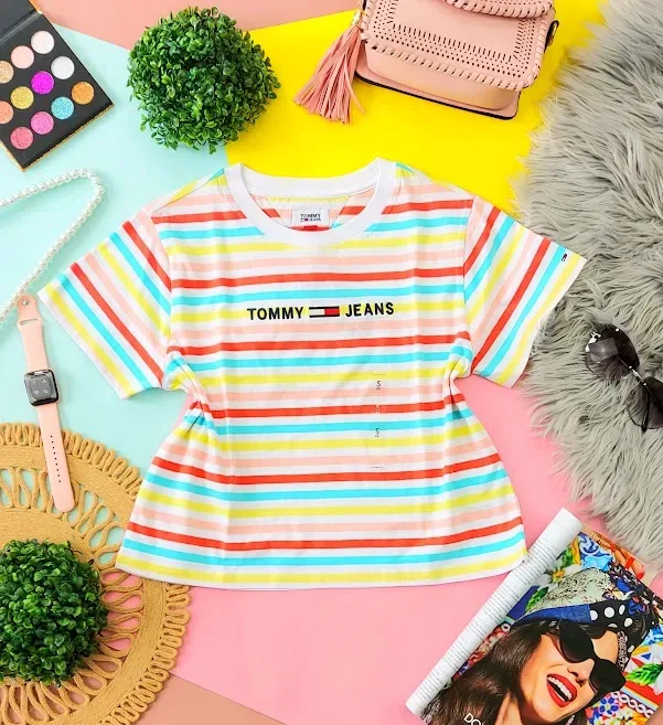 Camiseta Tommy Hilfiger para dama a rayas