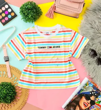 Camiseta Tommy Hilfiger para dama a rayas