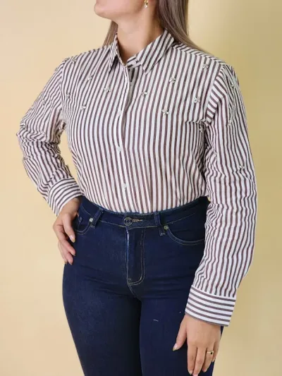Camisa Estivaneli para dama WRFW-73030 COLOR CAFE