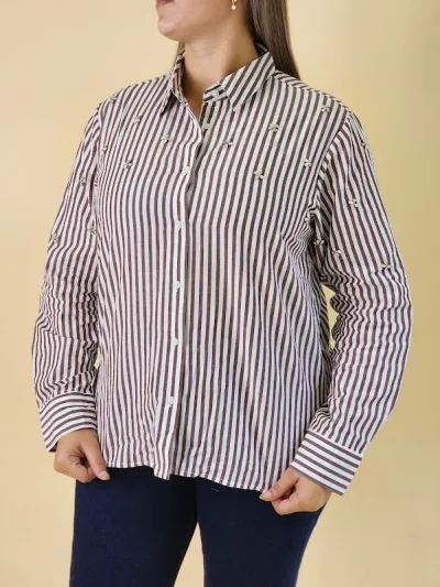 Camisa Estivaneli para dama WRFW-73030 COLOR CAFE