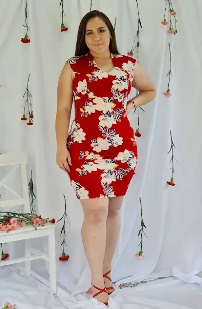 Vestido para dama color rojo estampado floral
