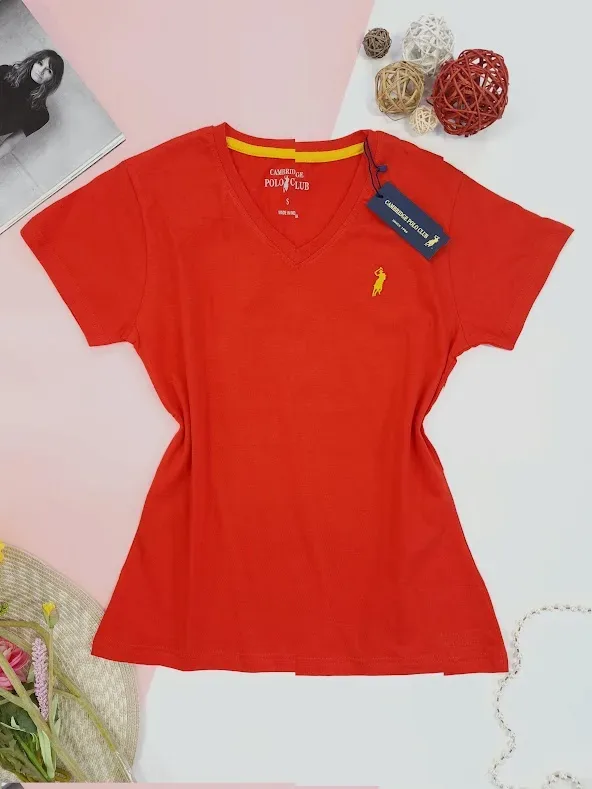Camiseta Polo cambrige para dama color rojo