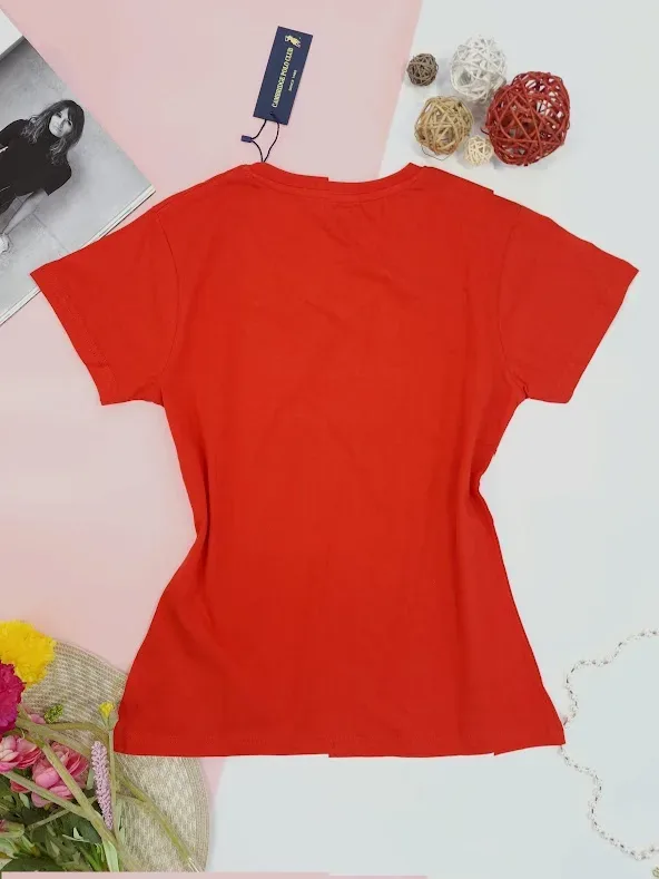Camiseta Polo cambrige para dama color rojo