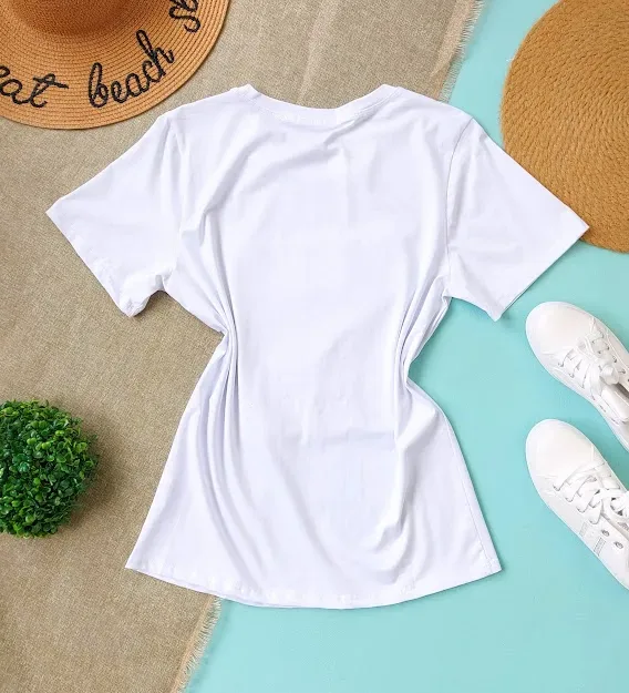 Camiseta para dama color blanco con diseño de mujer