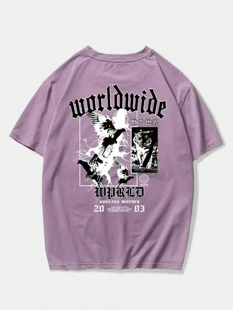 Camiseta para caballero color lila con diseño en color negro