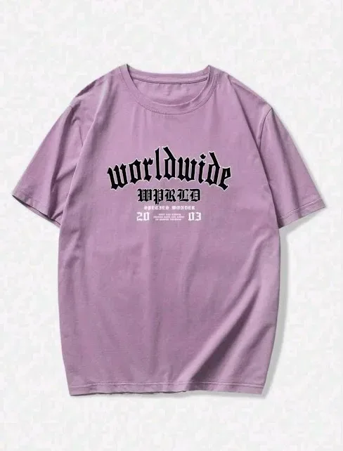 Camiseta para caballero color lila con diseño en color negro