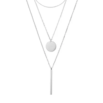 Collar plateado giometrico