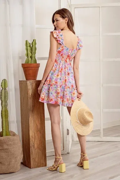 Vestido paar dama diseño floral multicolor
