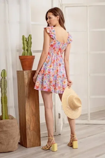 Vestido paar dama diseño floral multicolor