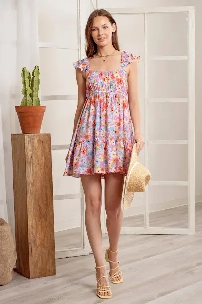 Vestido paar dama diseño floral multicolor