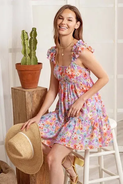 Vestido paar dama diseño floral multicolor