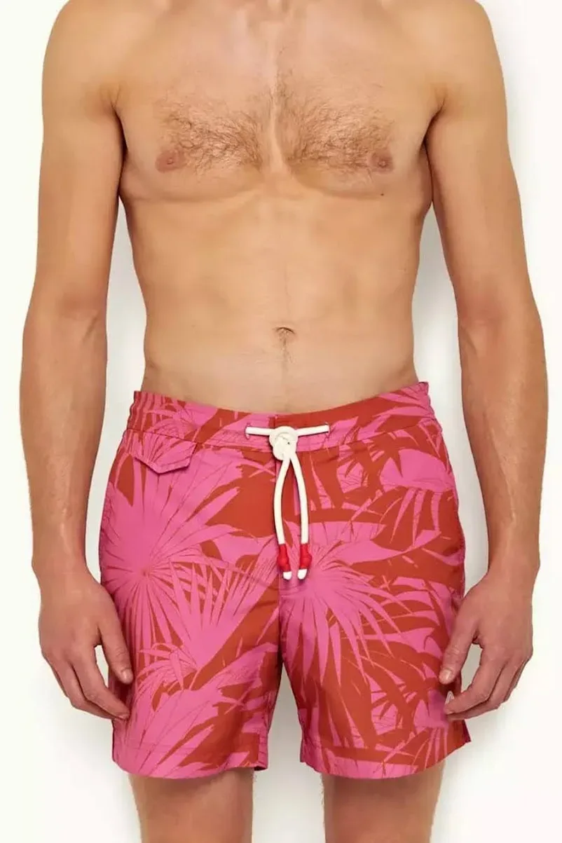 Short bañador Hummer para caballero color rosado con estampado naranja H231011161