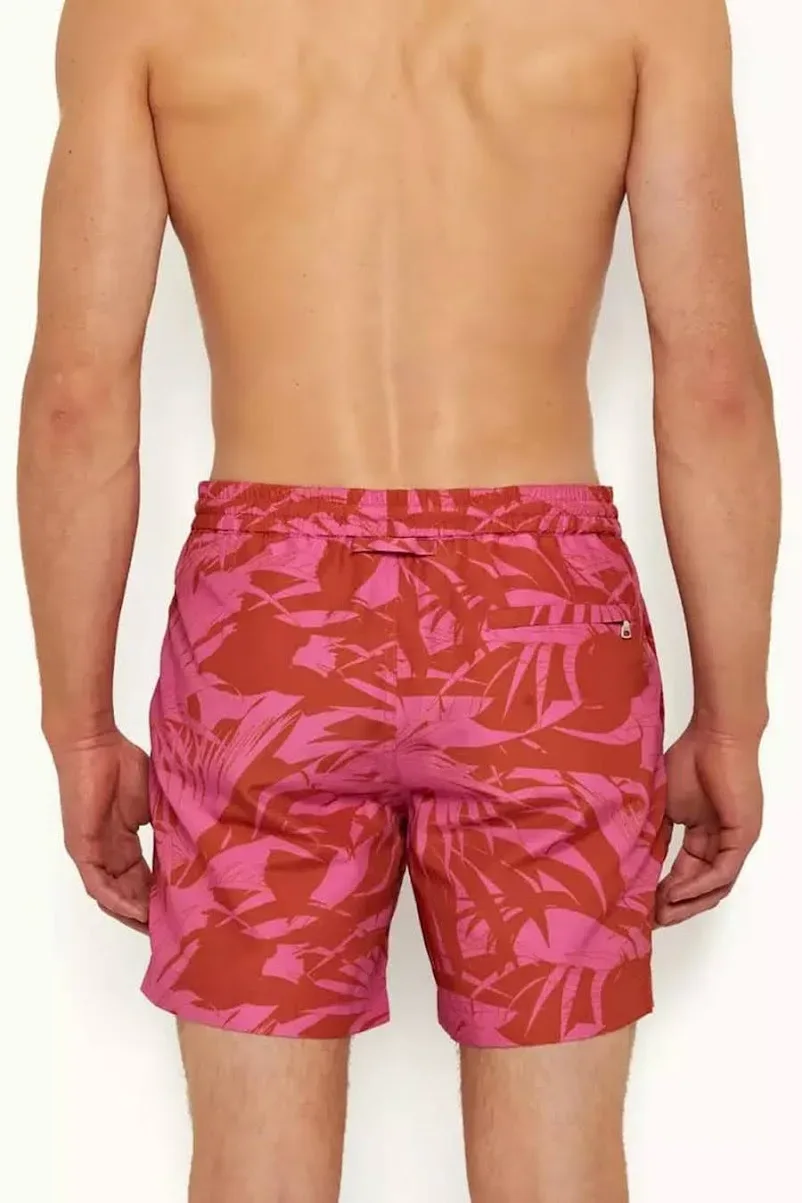 Short bañador Hummer para caballero color rosado con estampado naranja H231011161