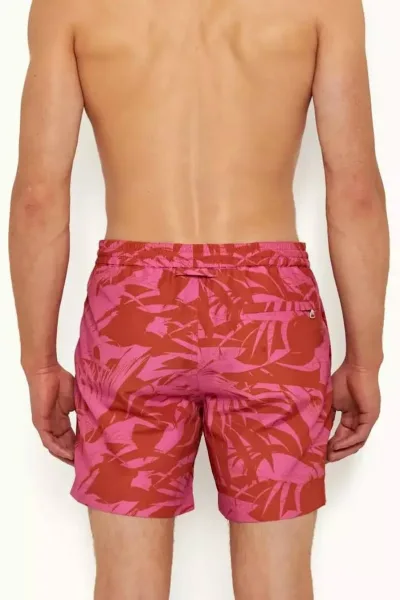 Short bañador Hummer para caballero color rosado con estampado naranja H231011161
