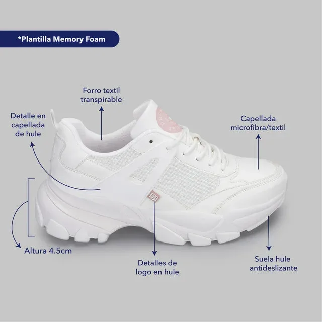Tenis Promise Budapest All White para dama