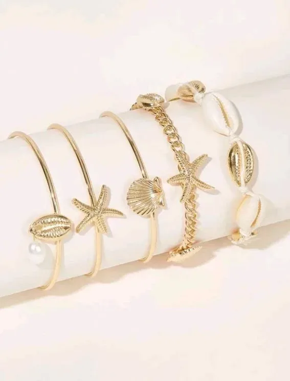 Set de pulseras para dama color dorado