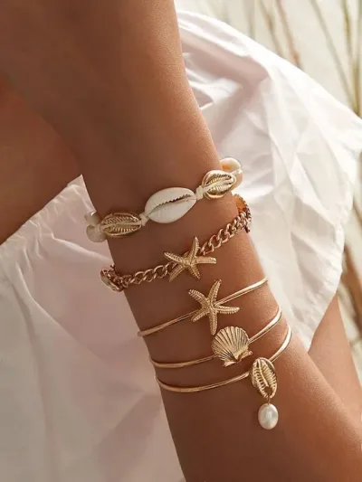 Set de pulseras para dama color dorado