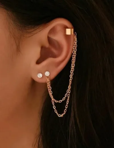 Aretes para dama de fantasía con cadena