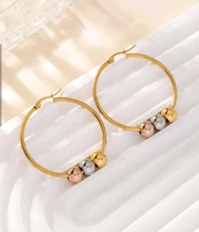 Argollas acero inoxidable para dama color dorado