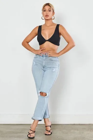 Mom Jeans para dama EP1926 color celeste