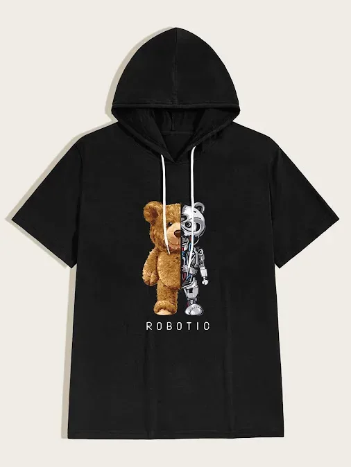 Camiseta para caballero color negro con diseño de caricatura