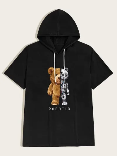 Camiseta para caballero color negro con diseño de caricatura