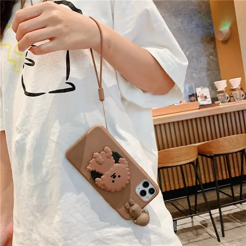 Funda para celular con diseño de perrito color café
