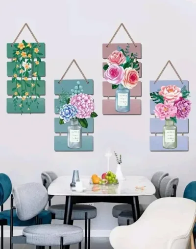 4 pegatinas de pared con patrón floral